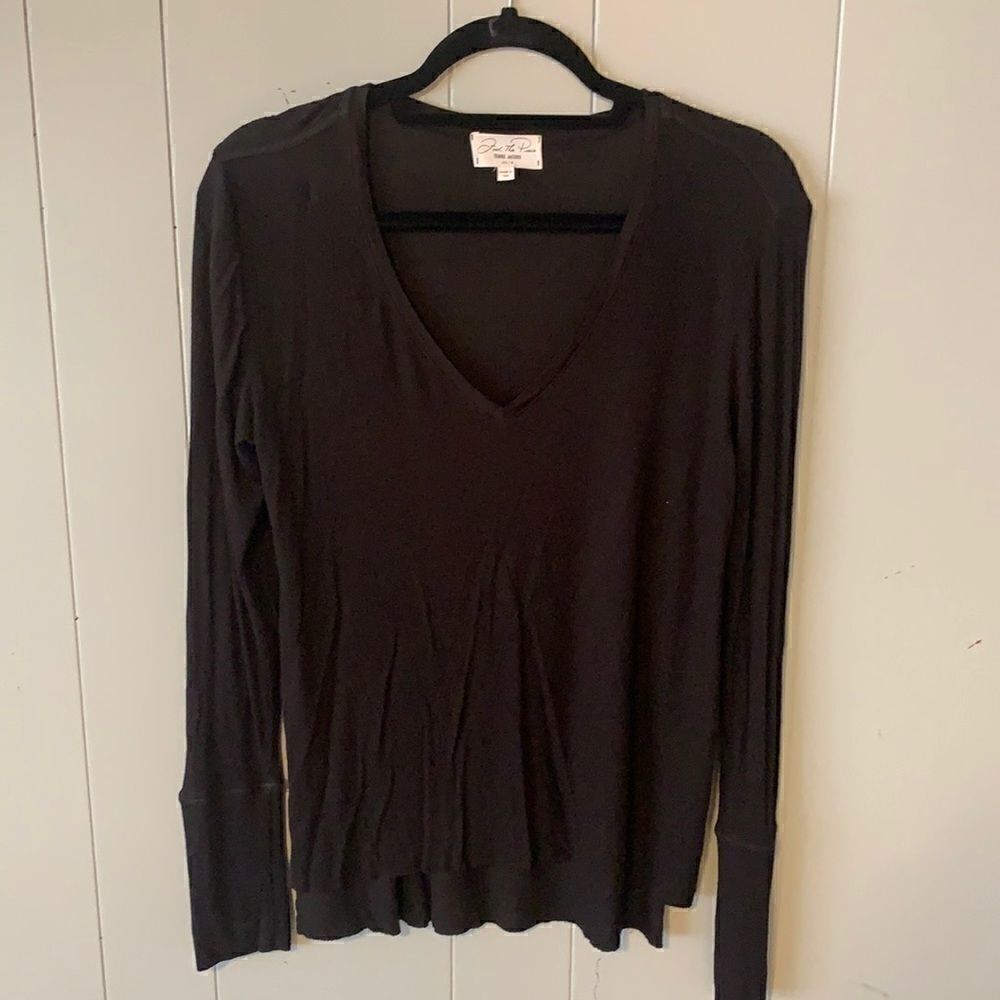 Feel the Piece Ribbed V Neck Long Sleeve Top XS/S